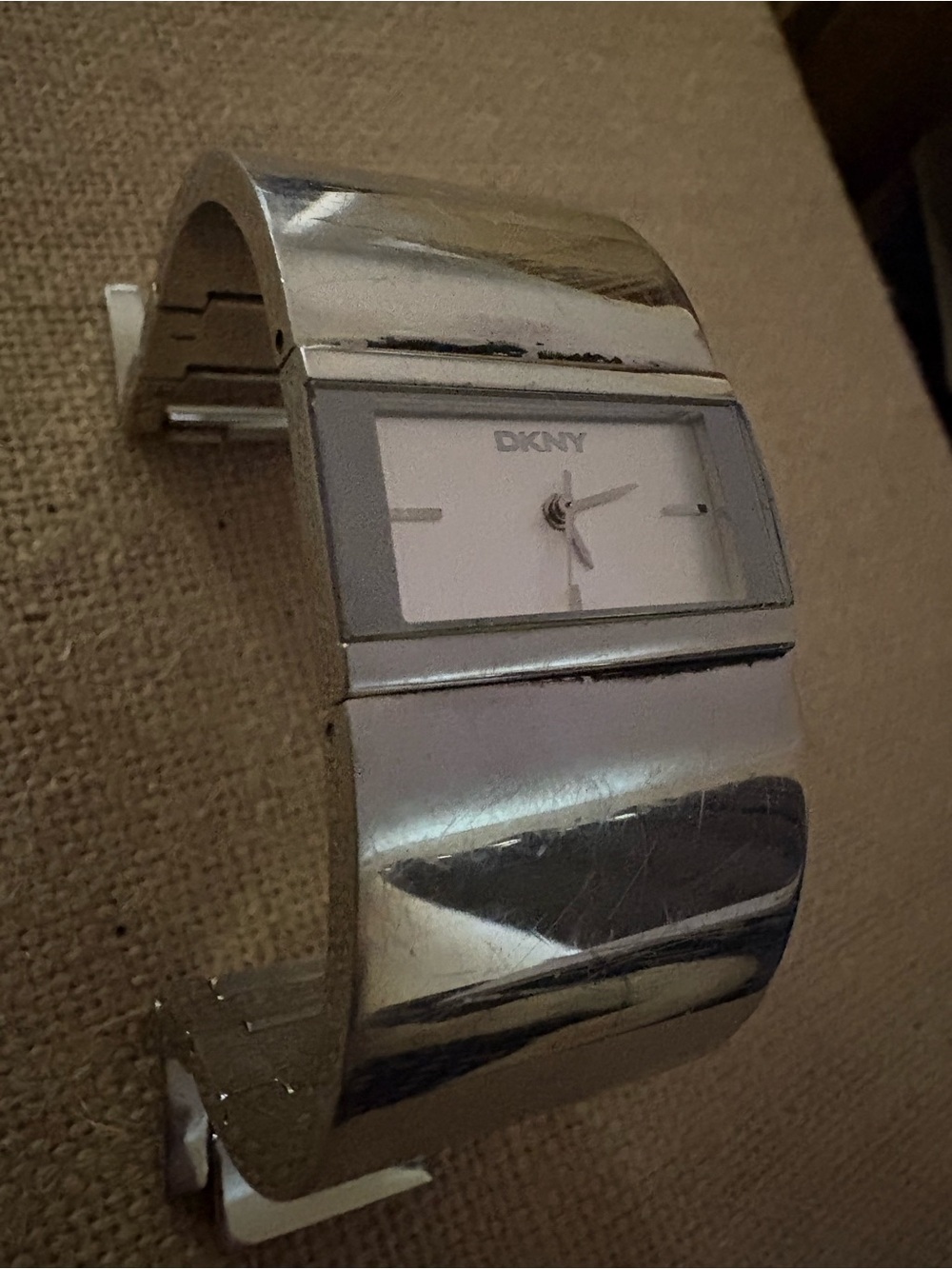 DKNY Silver-Tone Cuff Bracelet Watch